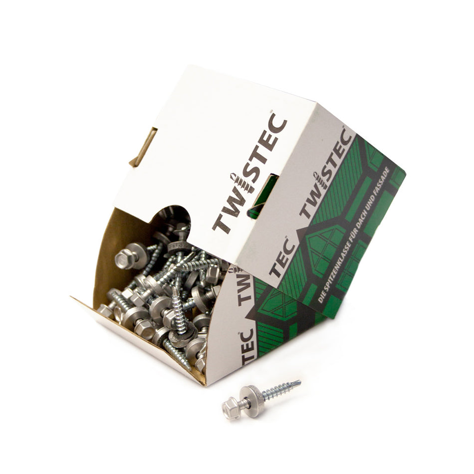 Twistec Trapezblechschraube RAL 9006 (100 Stk.) 4,8 x 35 mm